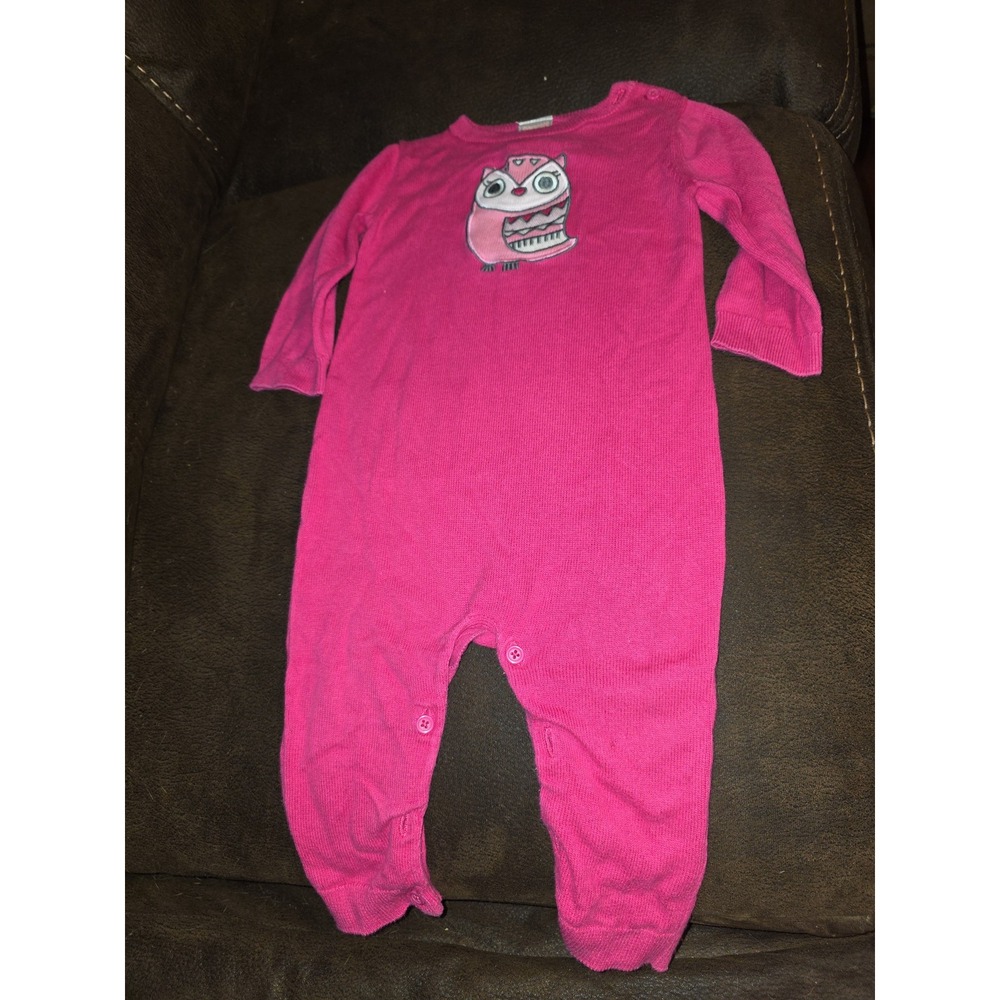 Gymboree fair isle friends owl pink romper sleeper 6 12 months